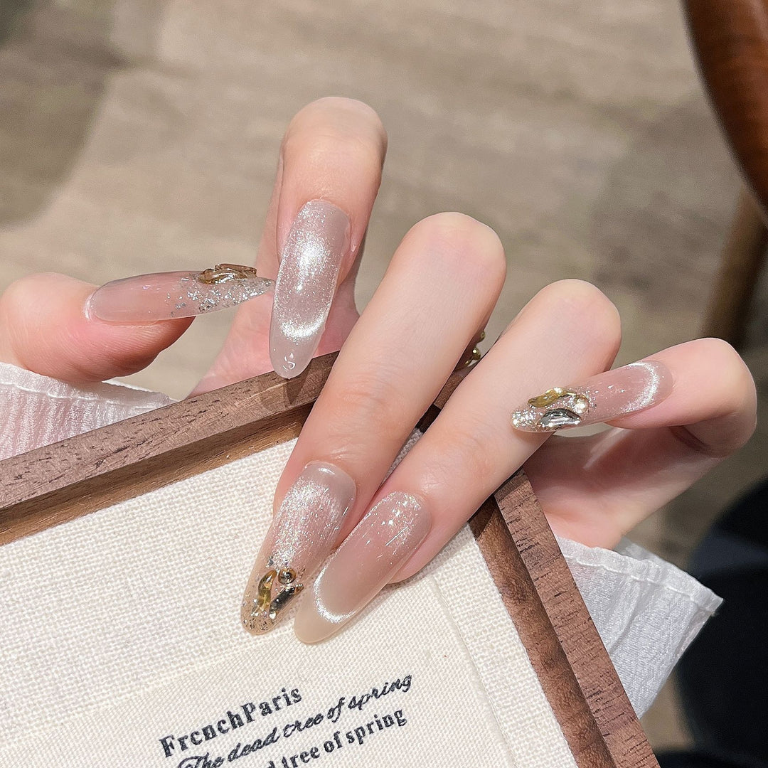Glitter-Embellished Press-On Nail Extensions Bowlift