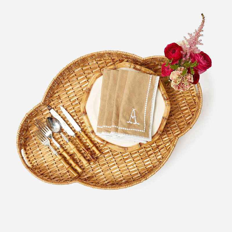 Decorative serving tray made of woven material Bowlift