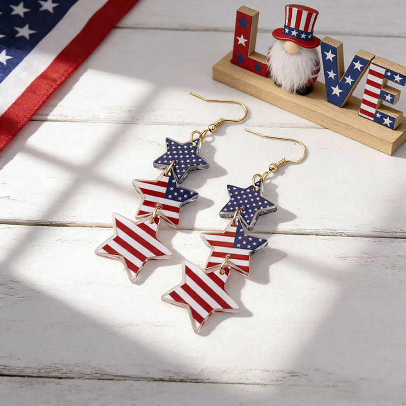 Women's eye-catching statement earrings made of acrylic with patriotic bow pendant Bowlift
