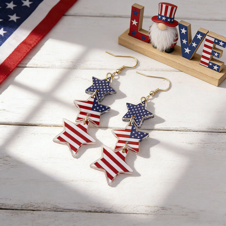 Ladies nan statement earrings with bow shape and American flag pendant Bowlift