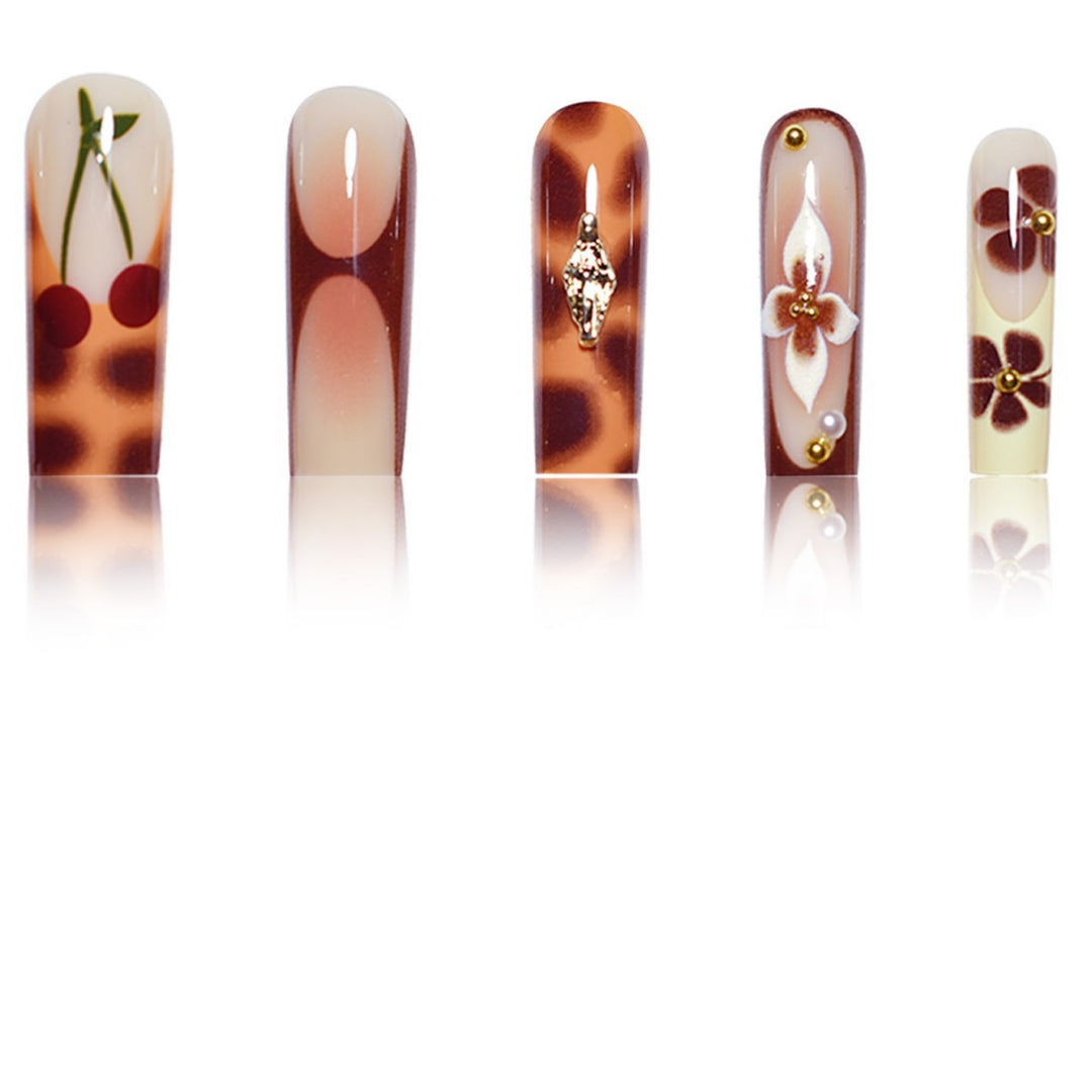Artistic Floral Long-Lasting Press-On Nail Extensions Bowlift