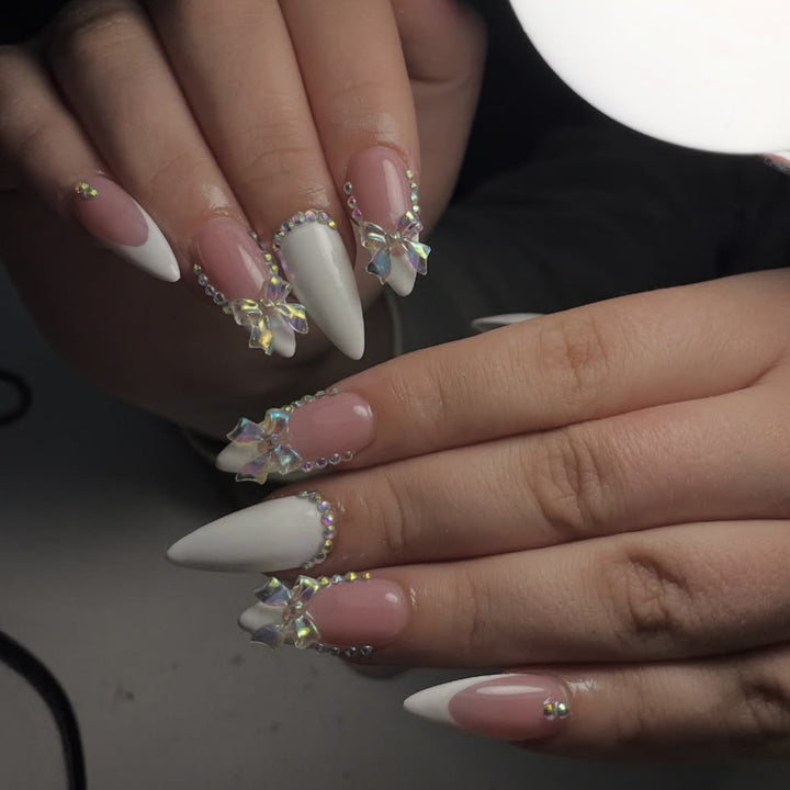 Elegant Stiletto Nail Art Kit with Rhinestones Bowlift