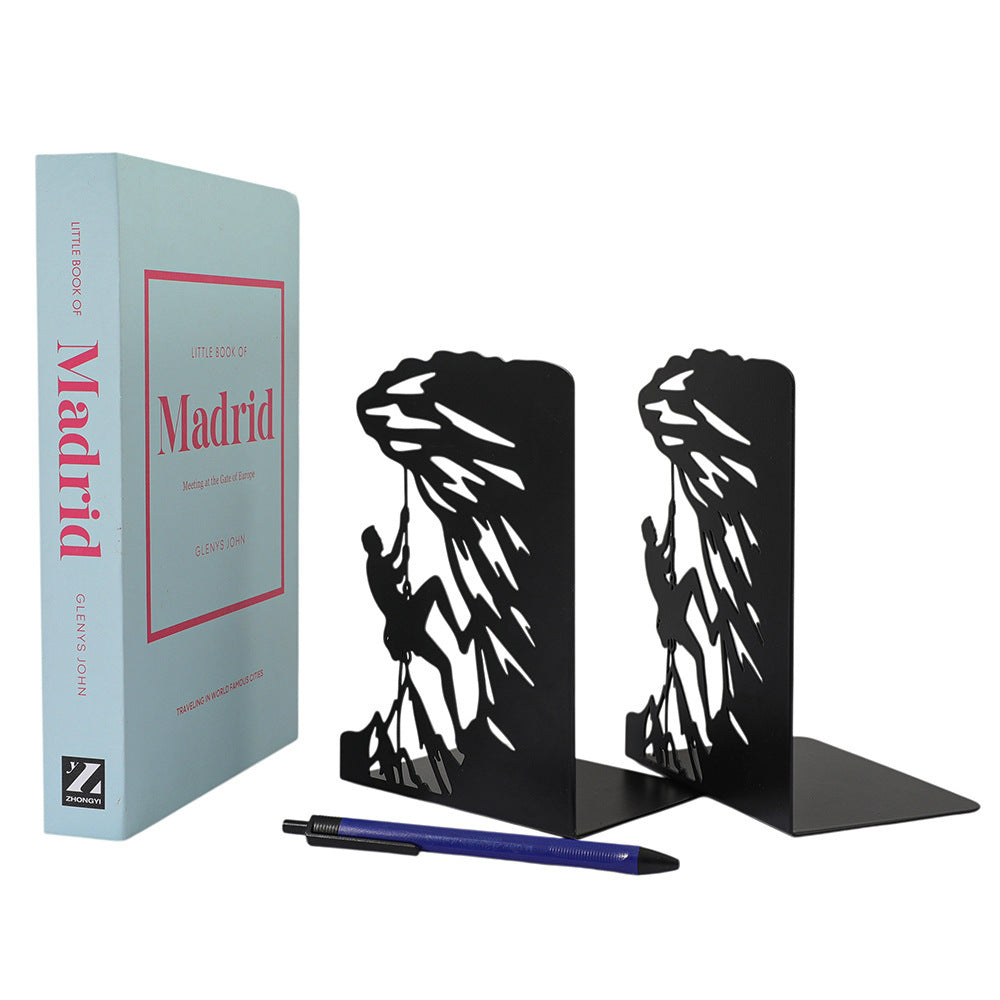 Climbing-Themed Metal Bookend Sculpture