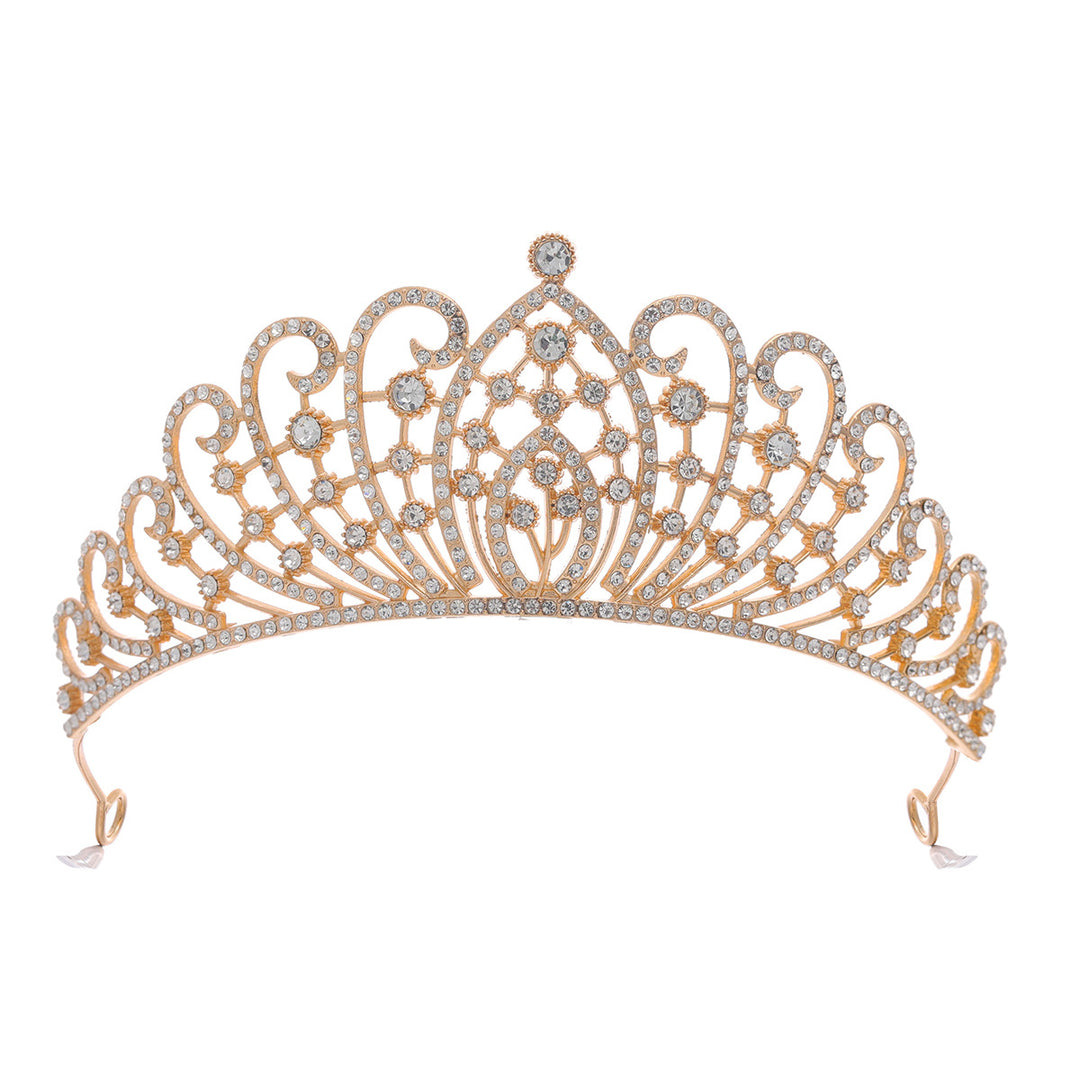 Ladies Elegant Rhinestone Tiara with Floral Details Bowlift