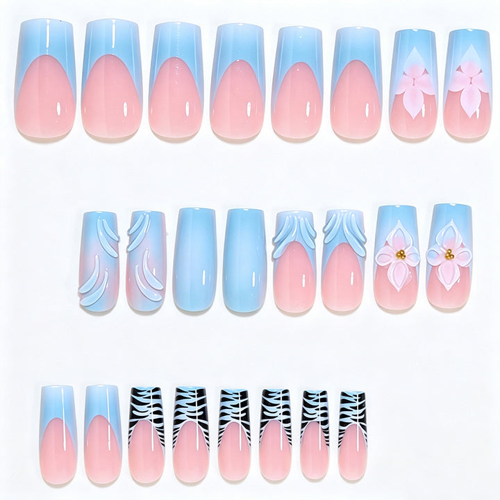 Decorative Long Press-On Nail Art Bowlift