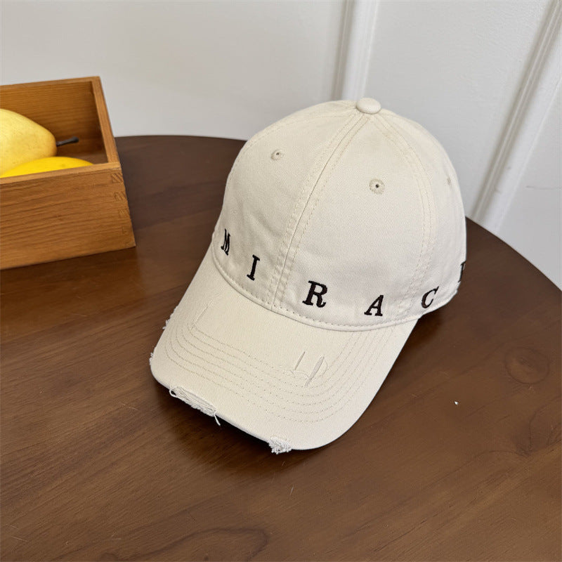 Women's Distressed Denim Baseball Cap Bowlift