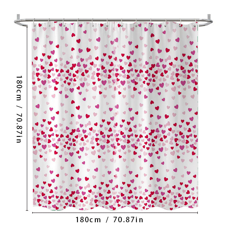 Heart Patterned Shower Curtain Bowlift