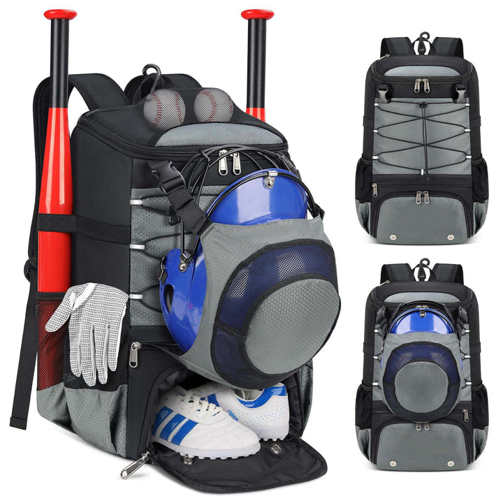 Unisex sporty baseball backpack with special compartments for equipment Bowlift