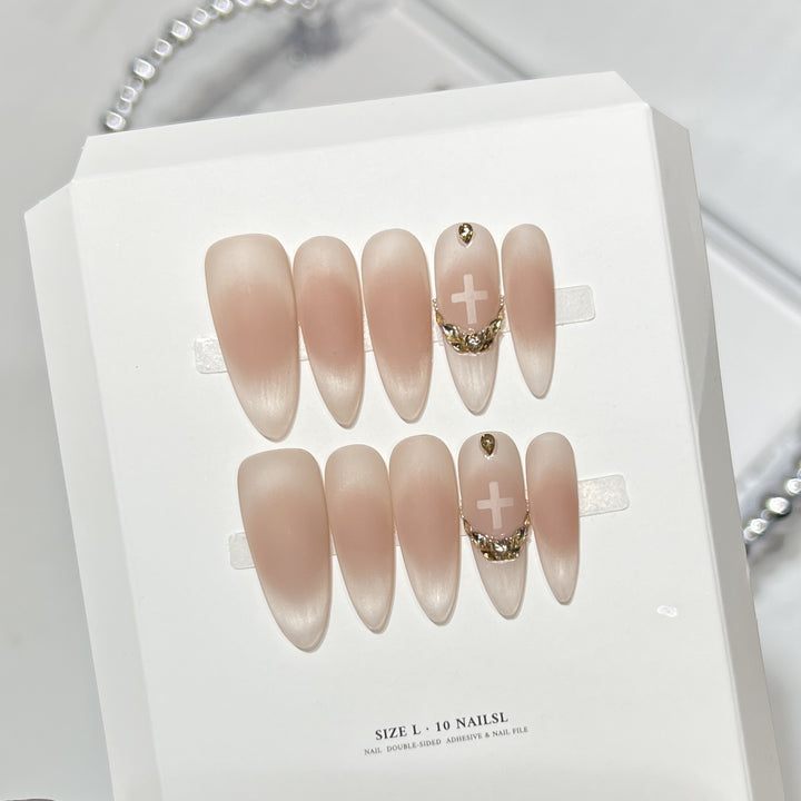 Elegant Stiletto Press-On Nail Art Set with Crystal Accents Bowlift
