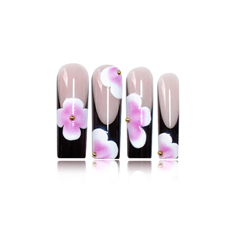 Floral-Embellished Long Press-On Nails Bowlift