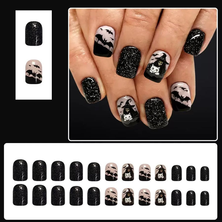 Acrylic nail set with creepy Halloween motif Bowlift