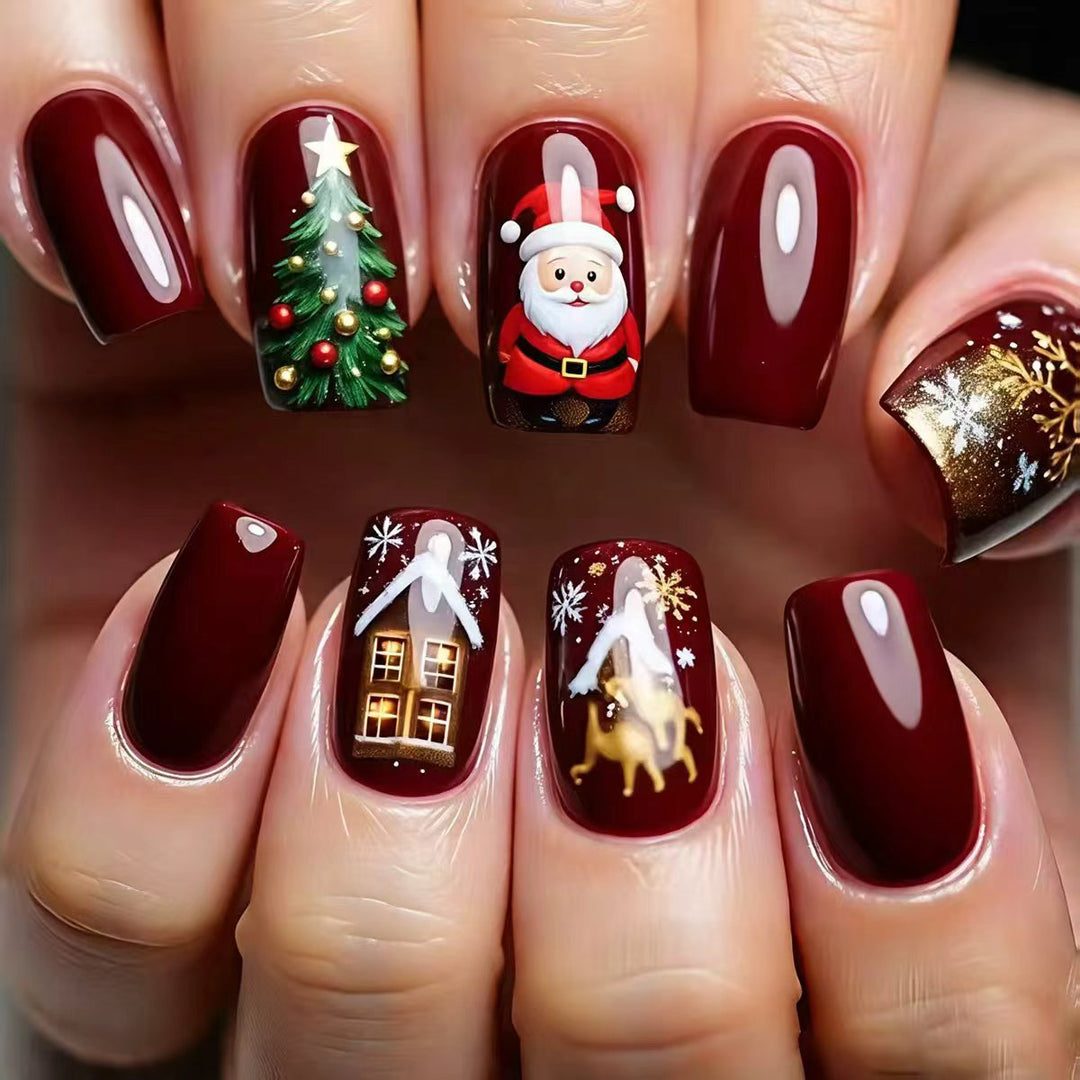 Artificial nails with festive Christmas motif Bowlift