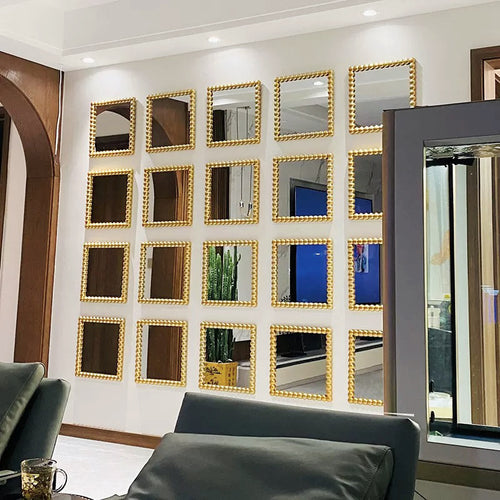 Decorative Square Wall Mirror with Beaded Frame Bowlift