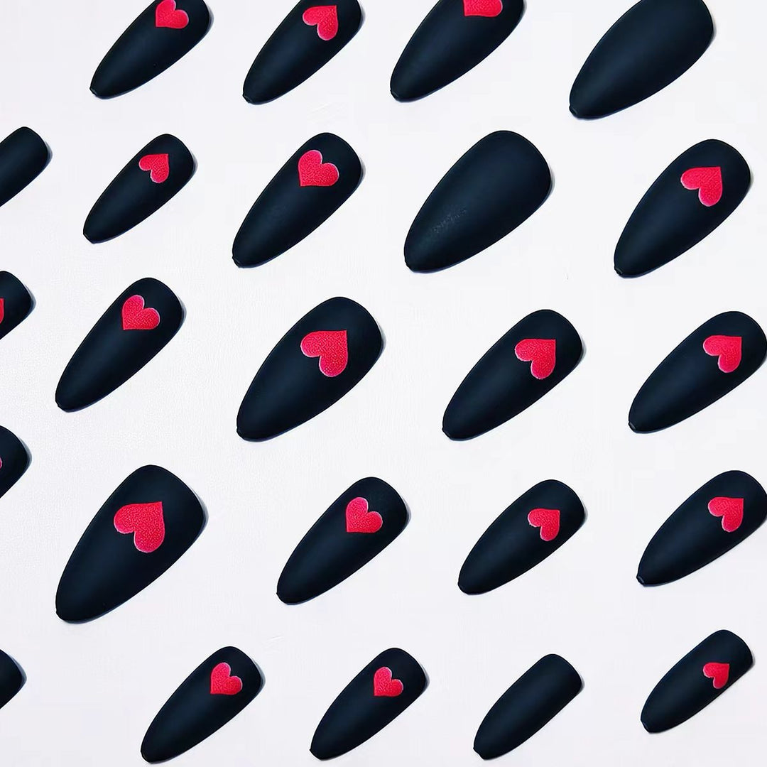 Heart-Embellished Matte Nail Art Bowlift