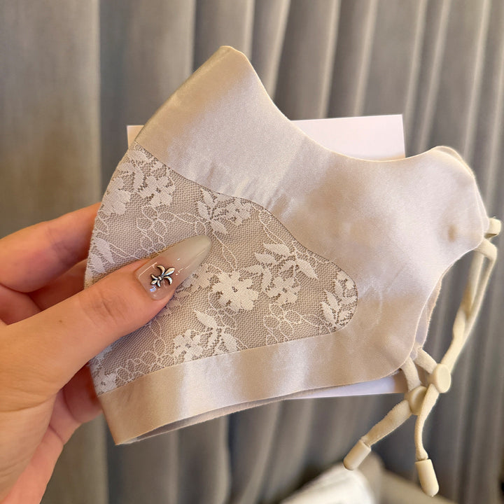 Lace-Panel Breathable Reusable Face Mask with Adjustable Ear Loops Bowlift