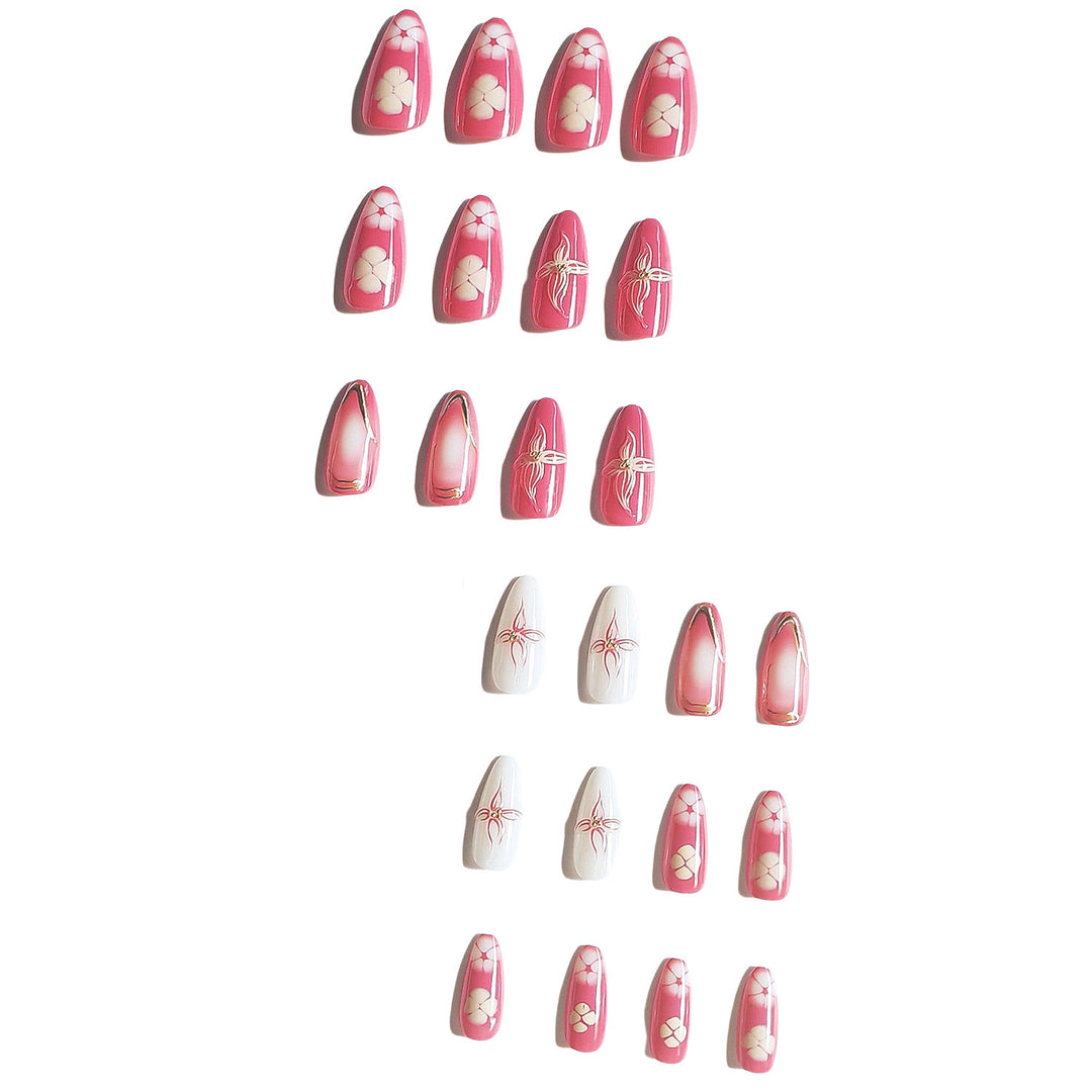Artistic Floral Press-On Nail Design Bowlift