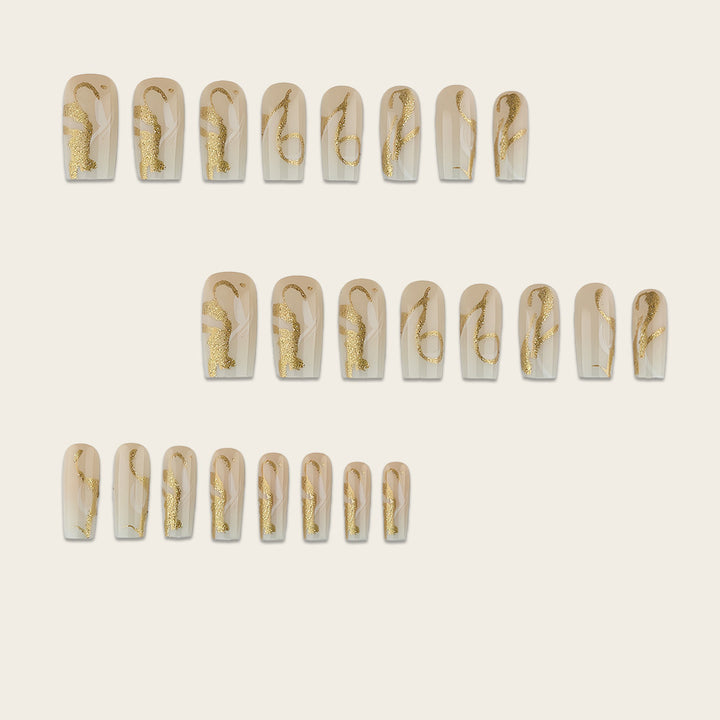 Artificial nails with elegant gold accents Bowlift