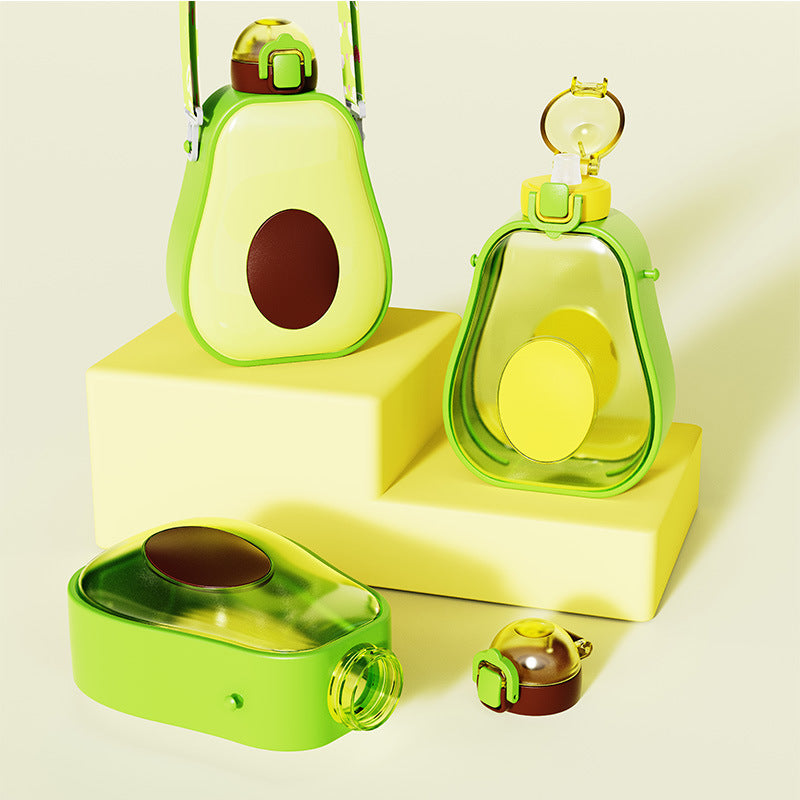 Women's Avocado Water Bottle with Leak-proof Lid and Integrated Carry Strap Bowlift