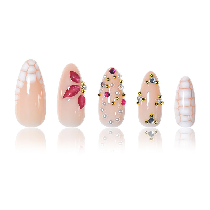 Elegant Floral Press-On Nail Art Extensions Bowlift 1787913980