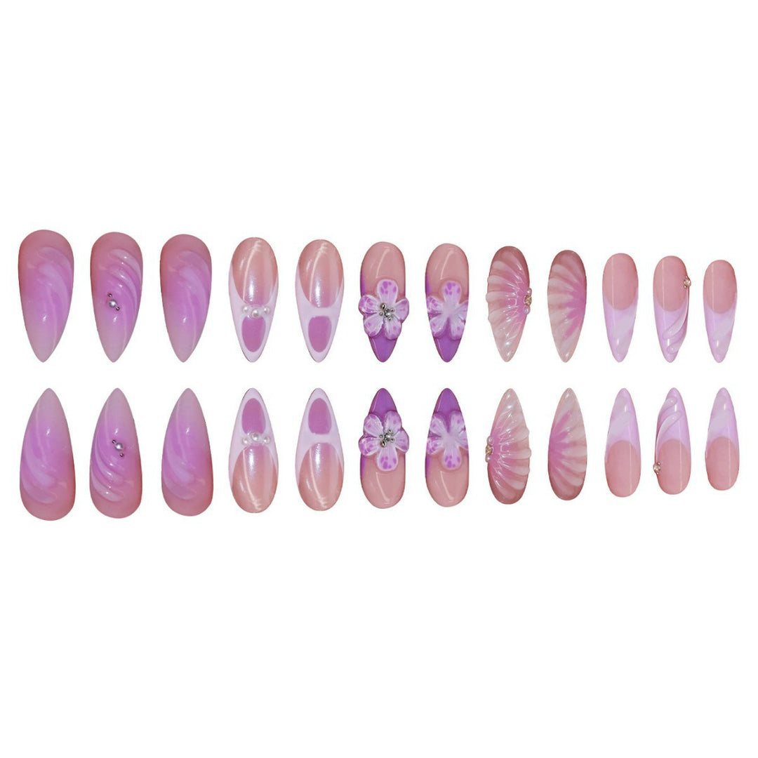 3D Decorative Floral Press-On Nail Extensions Bowlift