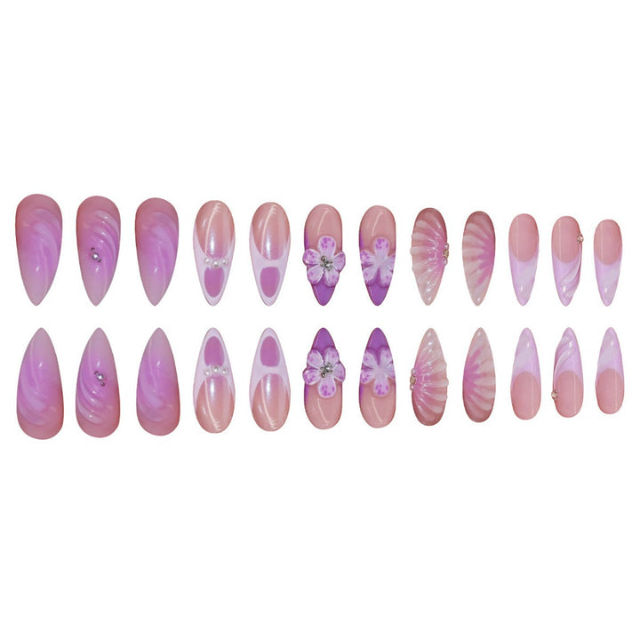 3D Decorative Floral Press-On Nail Extensions Bowlift