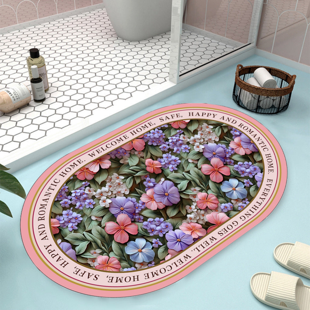 Floral Design Bath Mat Bowlift