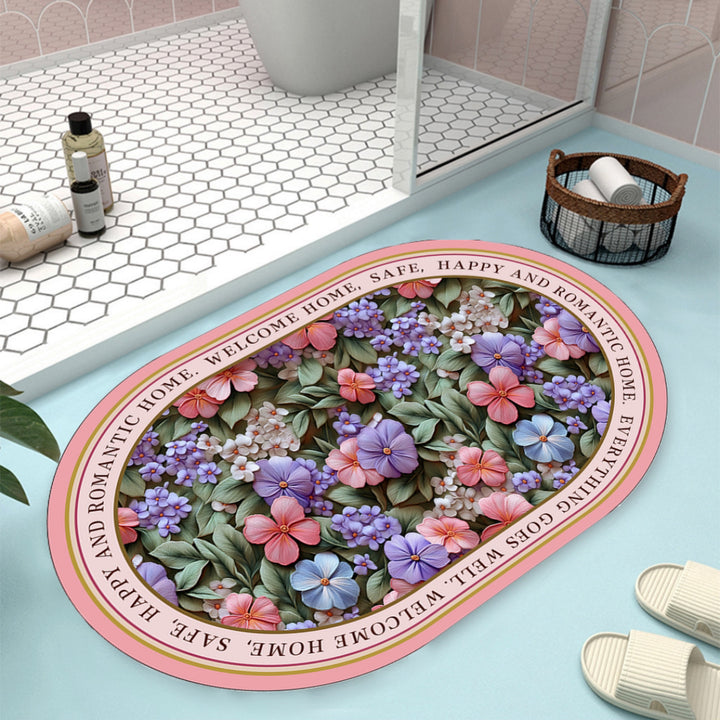 Floral Design Bath Mat Bowlift