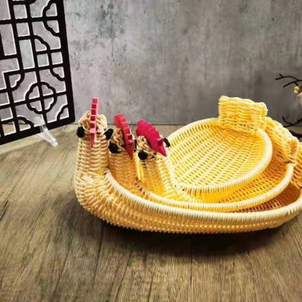 Decorative Woven Dog-Shaped Storage Basket Bowlift