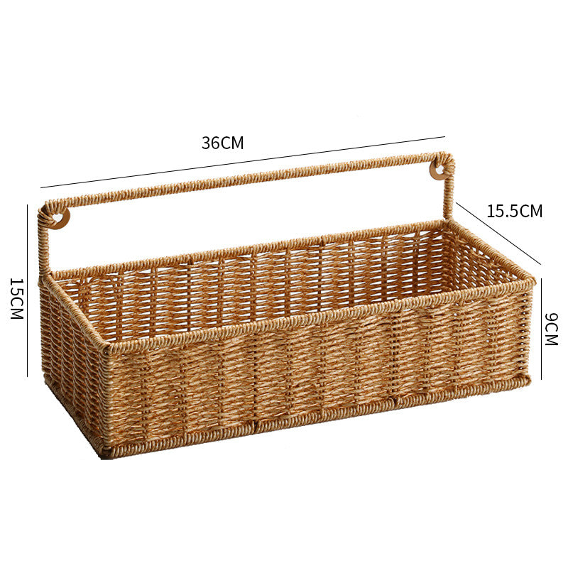 Double-Tier Woven Storage Basket with Handle Bowlift