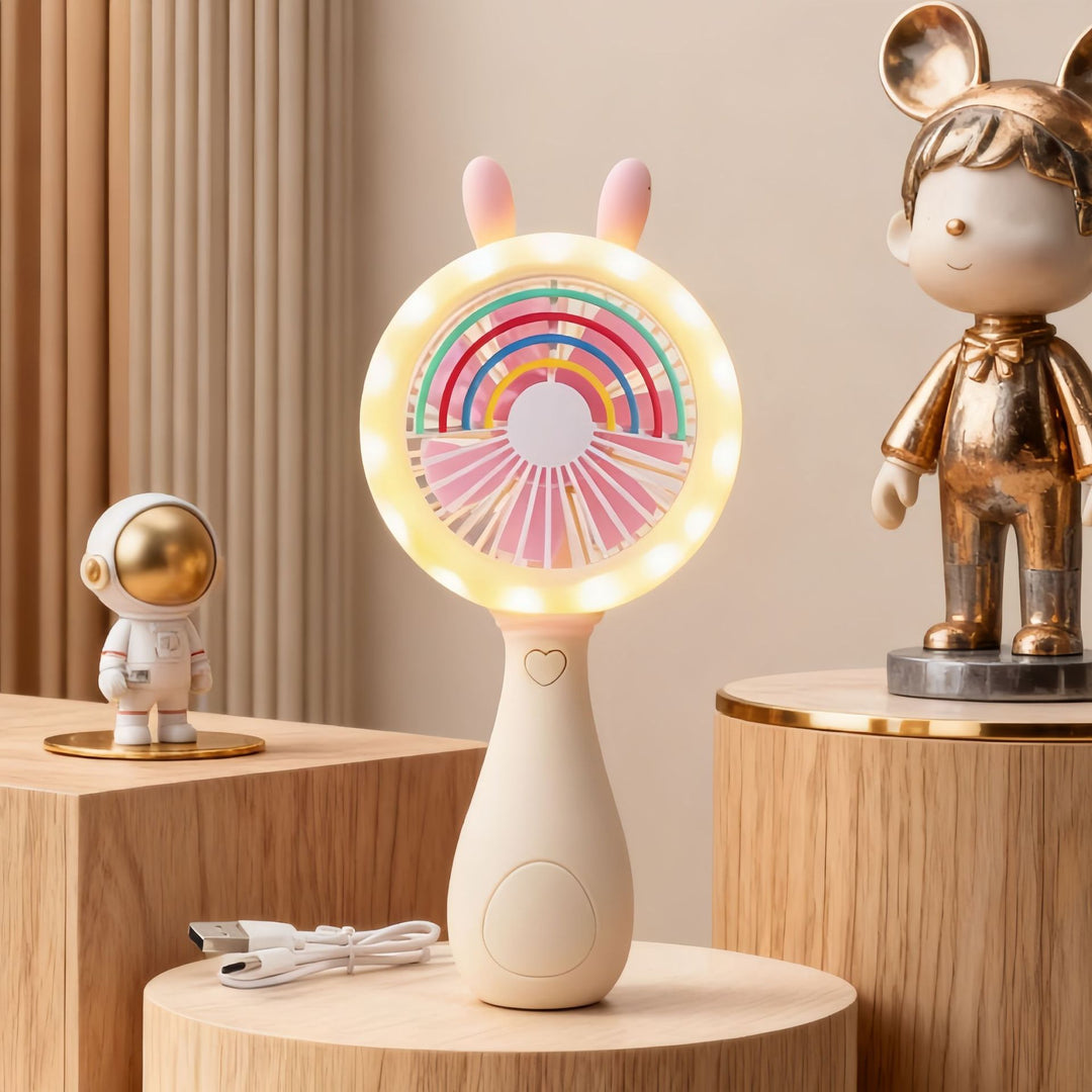 Women's Portable Hand Fan with Cute Animal Ear Design Bowlift
