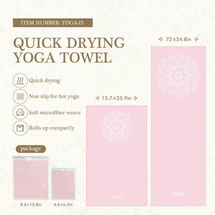 Quick-Drying Non-Slip Microfiber Yoga Towel with Mandala Grip Pattern Bowlift