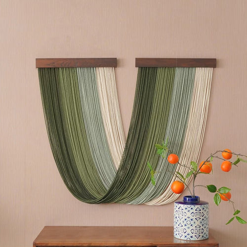 More elegant macrame wall hanging with wooden frame