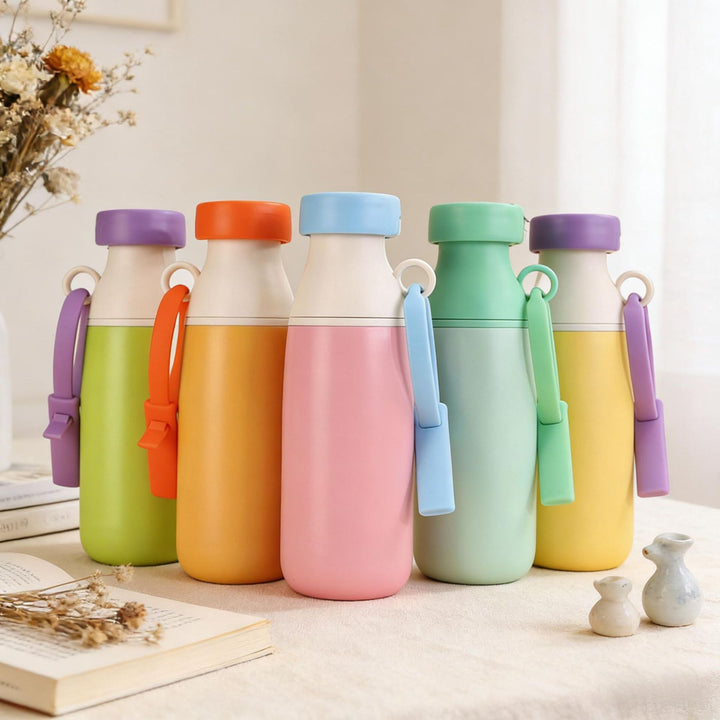 Ladies Insulated Sports Water Bottle with practical carrying strap Bowlift