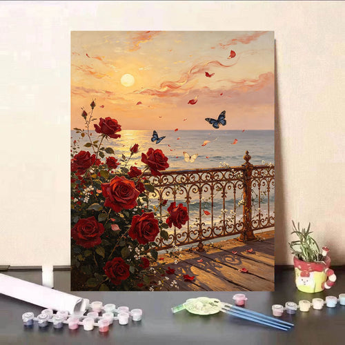 DIY Floral Landscape Paint by Numbers Kit Bowlift