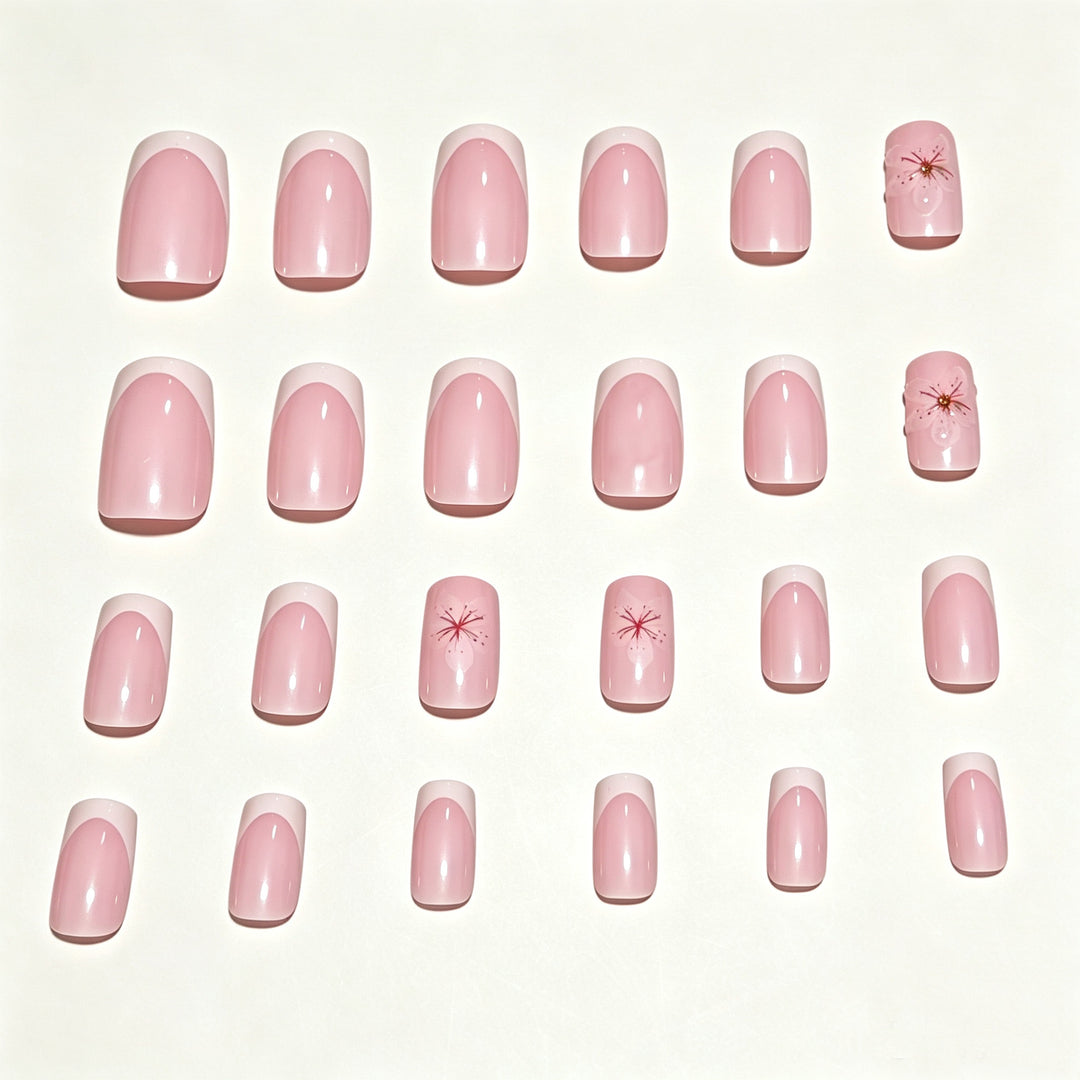 Floral Accent Press-On Nails Bowlift