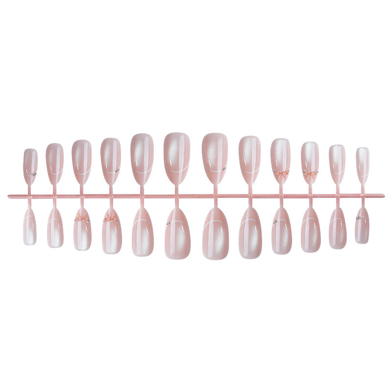Premium Decorative Press-On Nail Set with Elegant Embellishments Bowlift