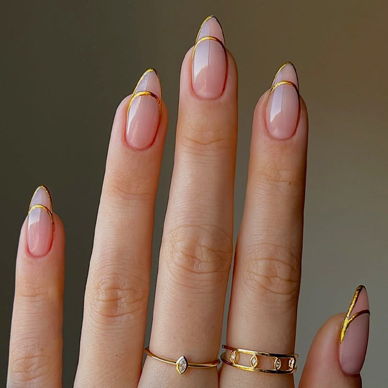 Elegant French Tip Press-On Nail Set Bowlift