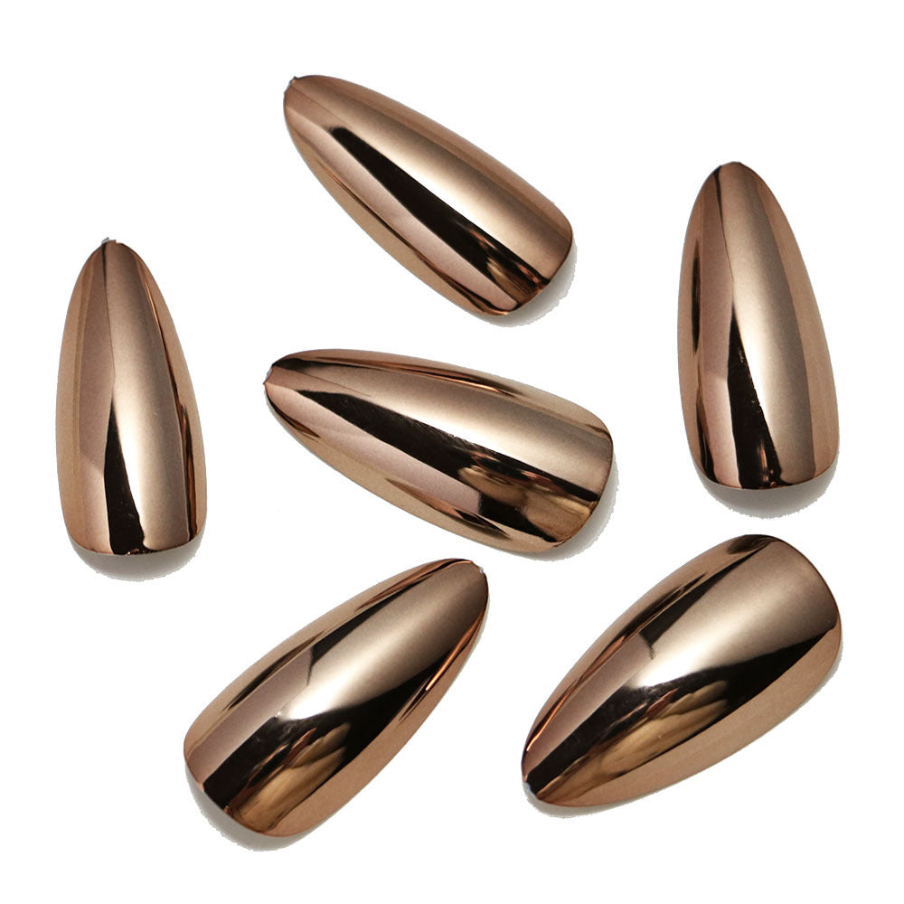 Metallic Stiletto Press-On Nails Bowlift