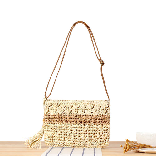 Practical Crossbody Bag Made of Braided Natural Material Bowlift