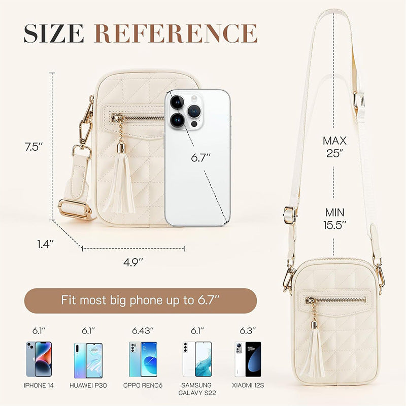 Stylish shoulder bag with quilted design and Bowlift pendant