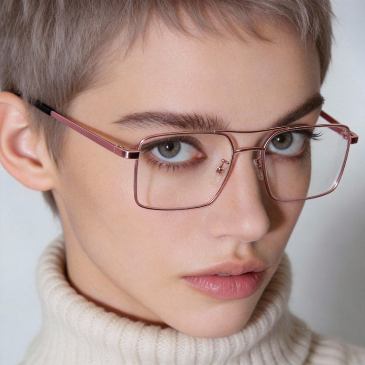 Women’s fashion rectangular glasses with stylish metal frame Bowlift