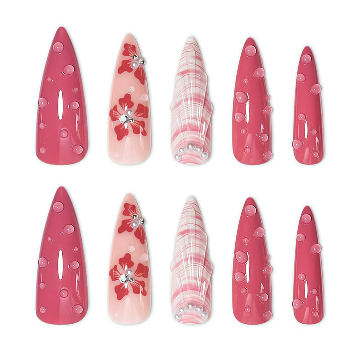 Premium Floral Stiletto Nail Enhancements Bowlift