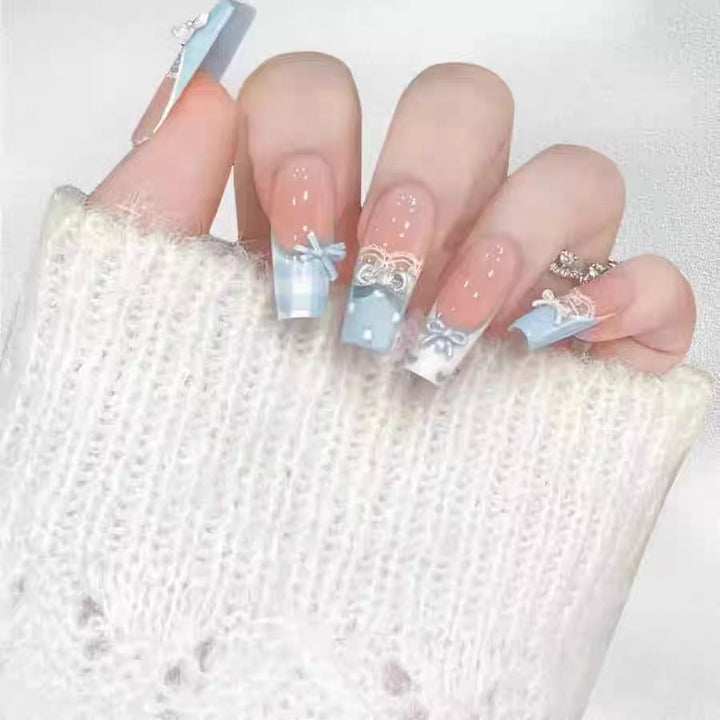 Decorative Ribbon Bow Press-On Nail Set Bowlift