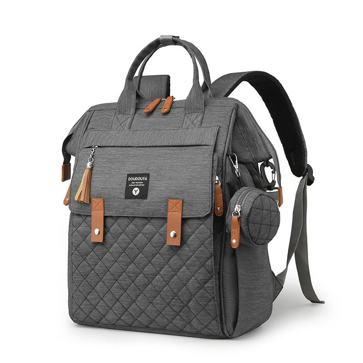 Multifunctional Quilted Diaper Backpack Bowlift