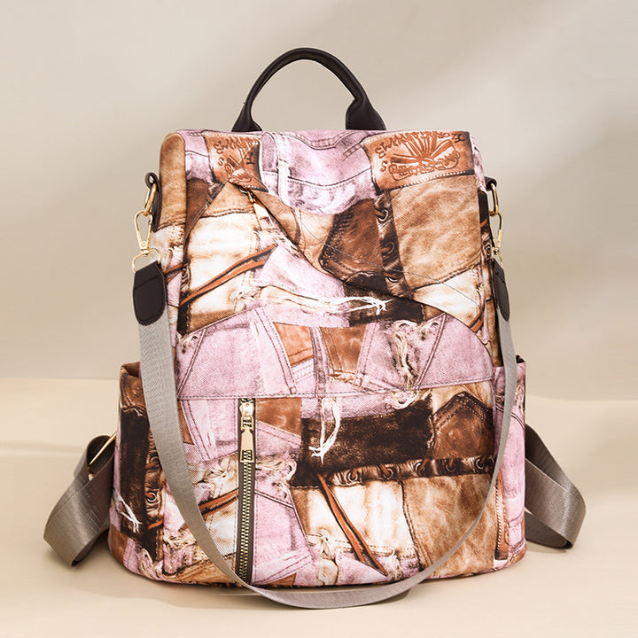 Artistic Patchrk Fabric Backpack Bowlift