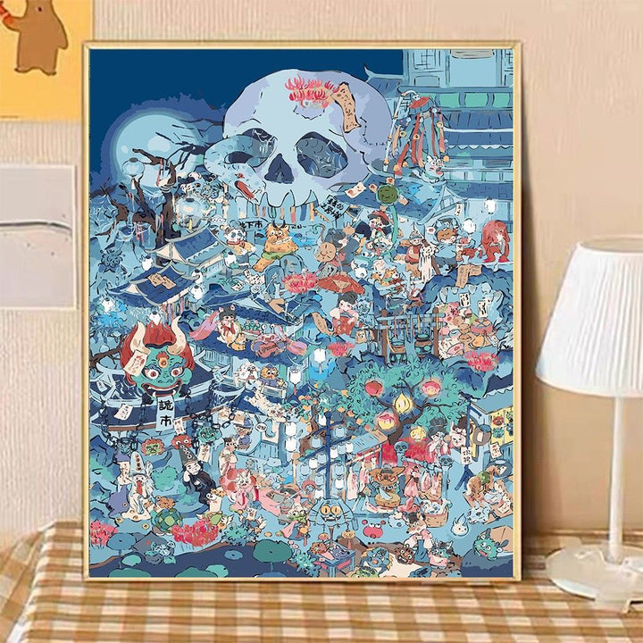 Whimsical Garden Scene Canvas Art Bowlift