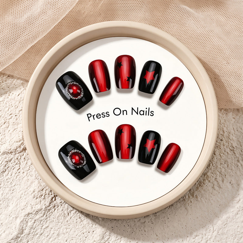 Decorative Press-On Nail Set with Star and Bow Designs Bowlift