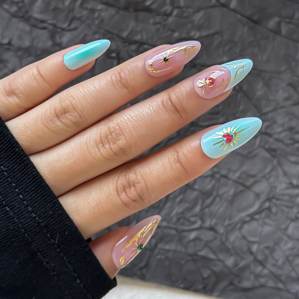 Artistic Floral Embellished Press-On Nail Set Bowlift