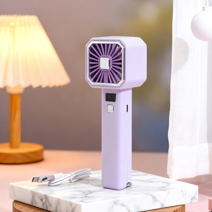 Women Portable Hand Fan with Digital Display Bowlift