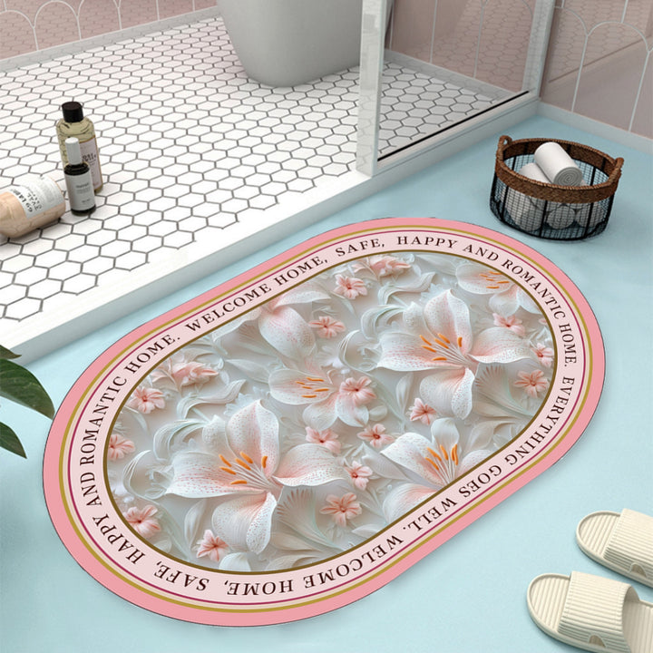 Floral Design Bath Mat Bowlift